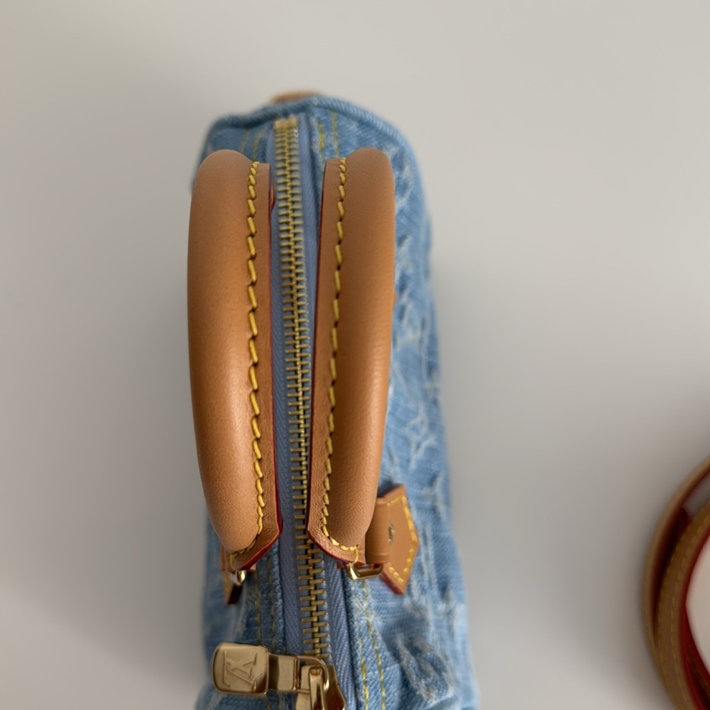 Louis Vuitton *Like NEW *Limited Edition* Nano Mini Denim Speedy Bag with Strap - Picture 7 of 17